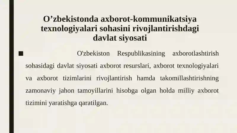 O’zbekistonda axborot-kommunikatsiya texnologiyalari sohasi 2