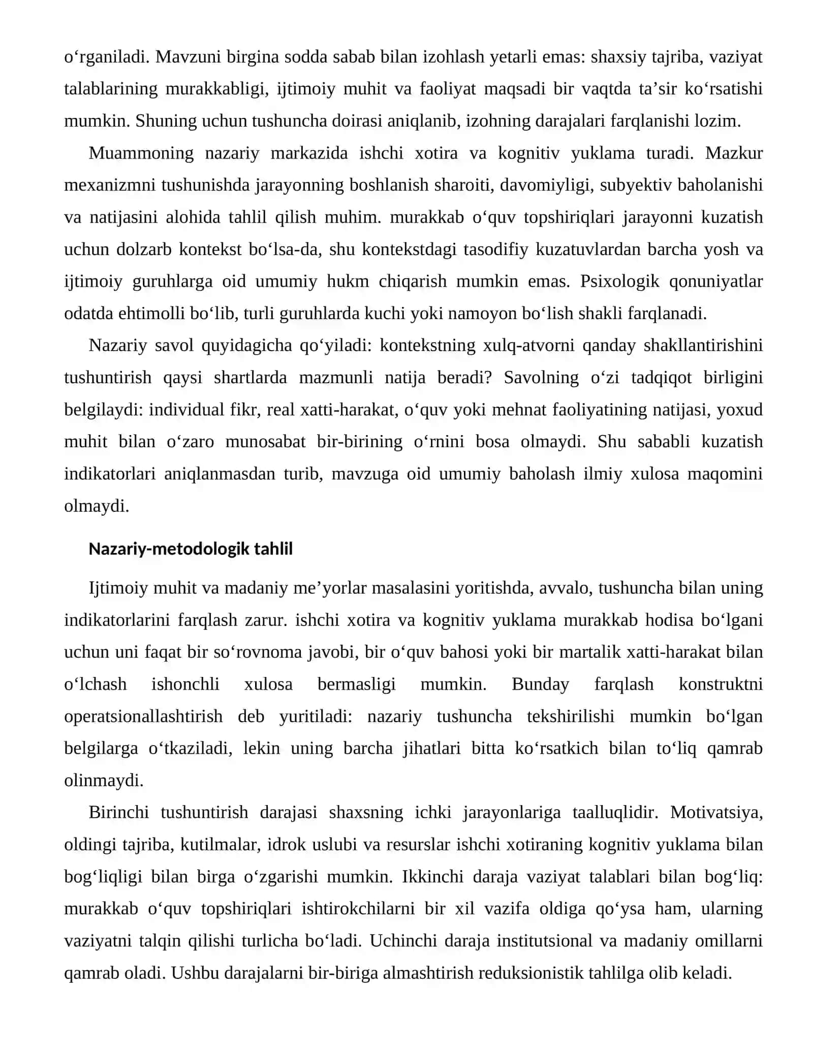 ISHCHI XOTIRANING KOGNITIV YUKLAMA BILAN BOG‘LIQLIGI — IJTIMOIY-MADANIY OMILLARI 2