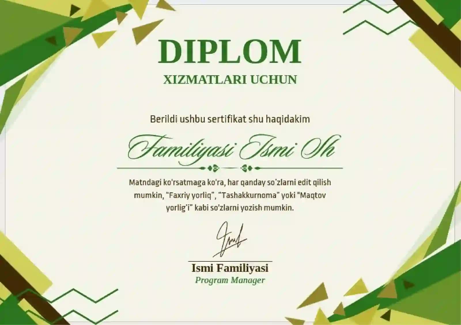 DIPLOM XIZMATLARI UCHUN 2