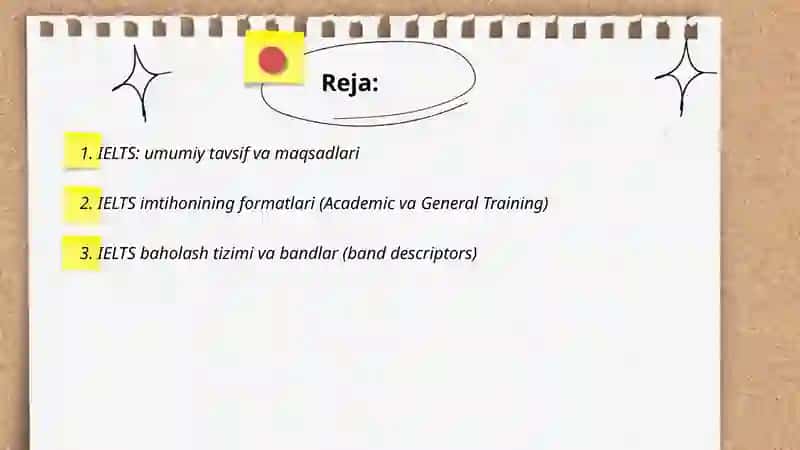Tillar boyicha xalqaro test tizimlari(IELTS,CEFR va boshqalar) 2