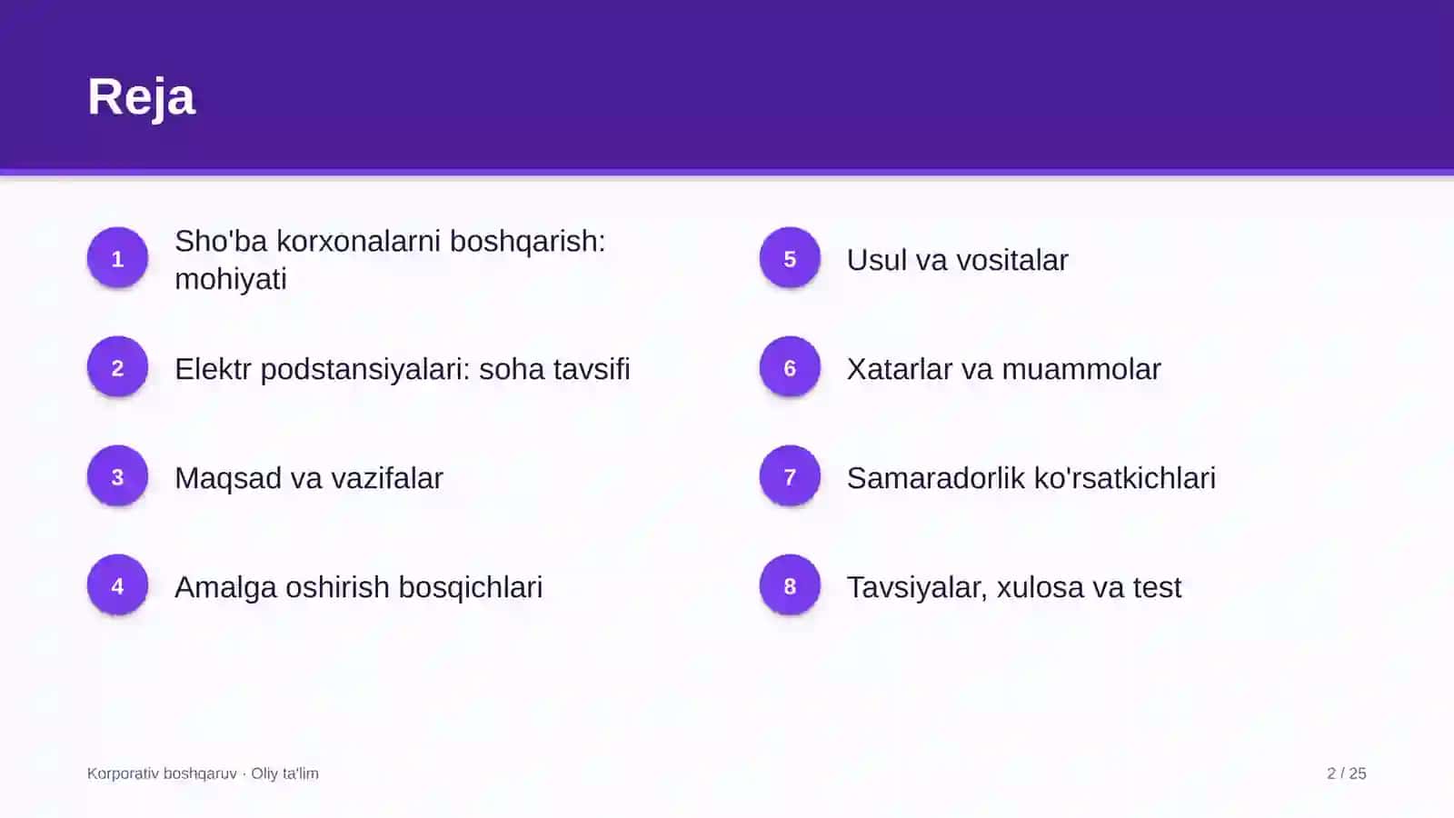 Elektr podstansiyalarida sho'ba korxonalarni boshqarish 2