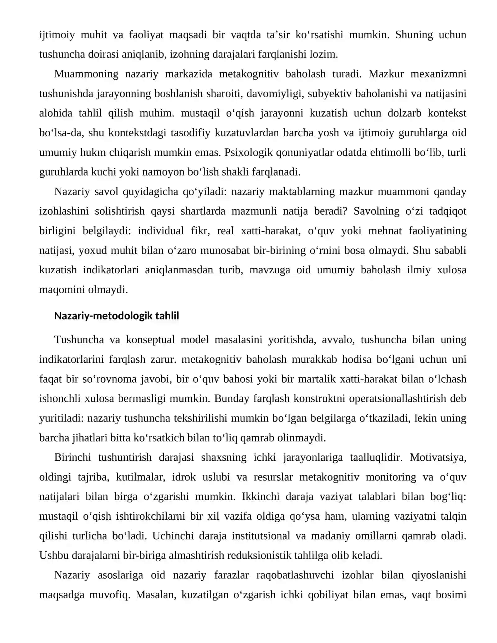 METAKOGNITIV MONITORING VA O‘QUV NATIJALARI — NAZARIY ASOSLARI 2