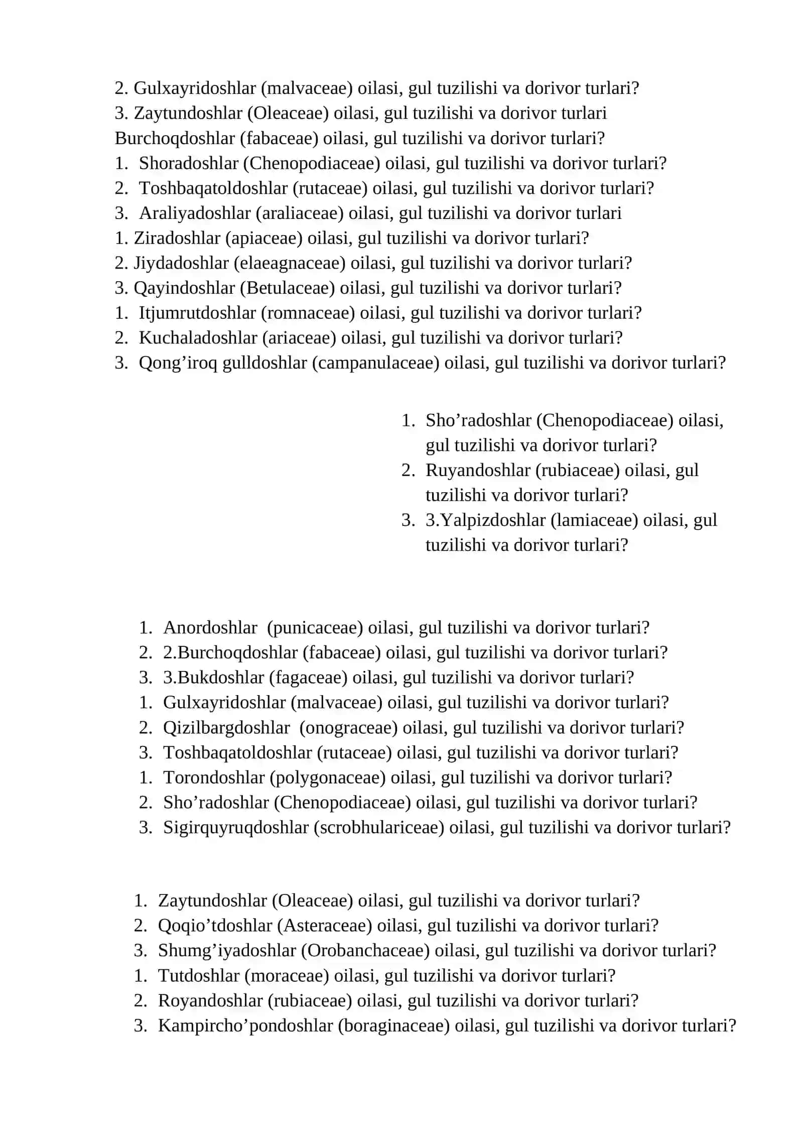 O'simliklar florasi va florani chegaralanish tamoillari 2
