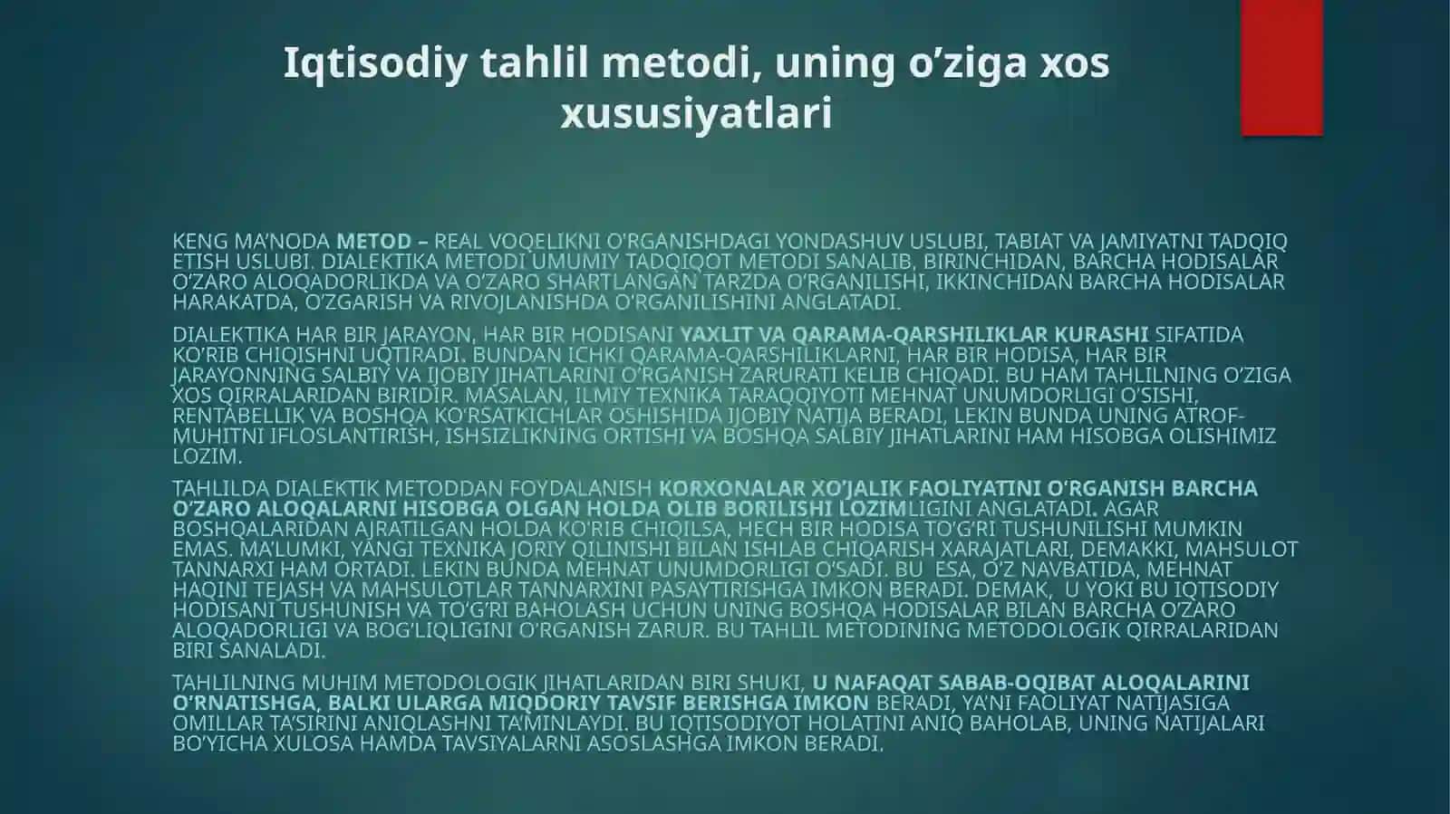 Iqtisodiy tahlilning metodi va usullari 2