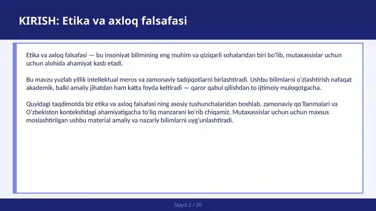 ETIKA VA AXLOQ FALSAFASI 2