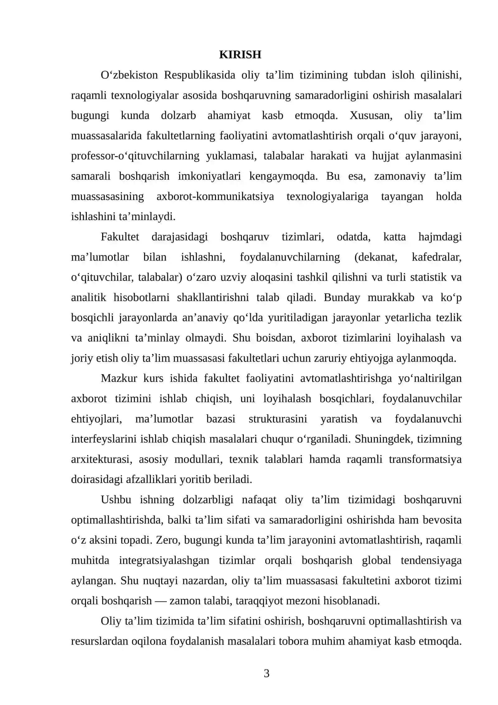 OLIY TA’LIMDA FAKULTETLAR FAOLIYATI VA RAQAMLI TIZIMLAR ASOSLARI 2
