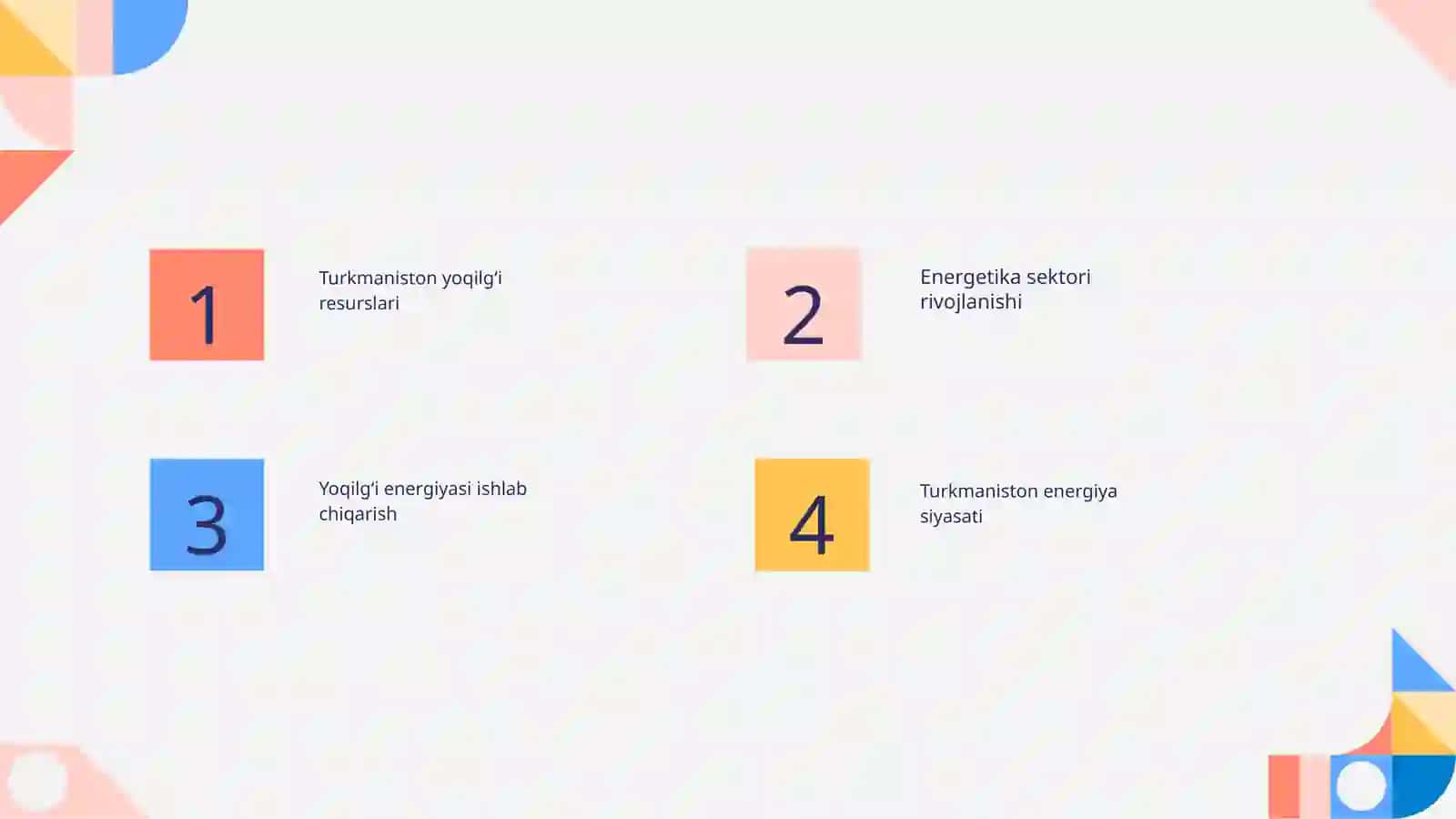 Turkmaniston yoqilgʻi energetika resurslari 2