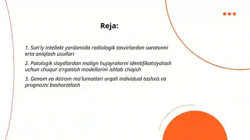 Sun'iy intellekt asosida onkologik kasalliklarni tashxislash va davolash strategiyaları 2