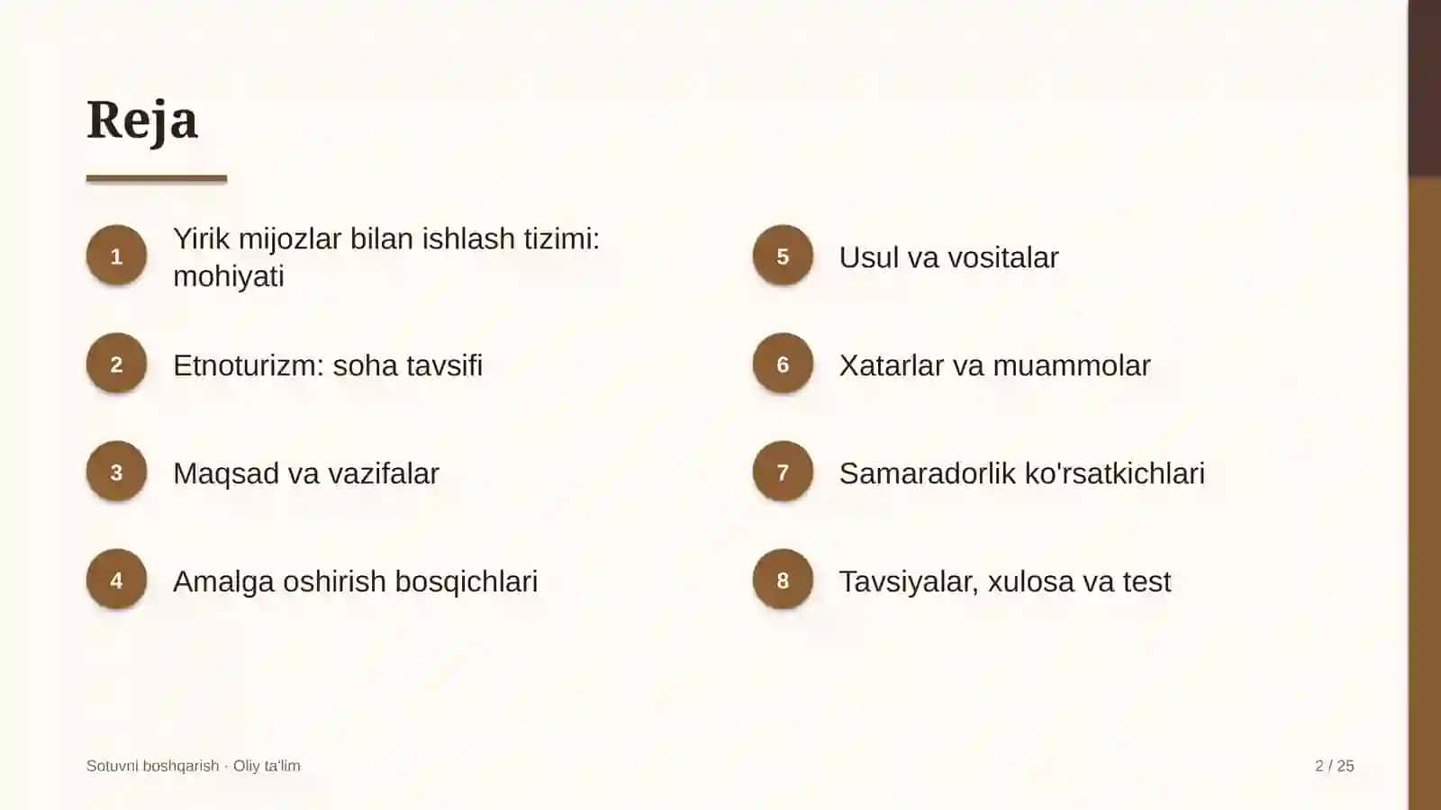 Etnoturizmda yirik mijozlar bilan ishlash tizimi 2