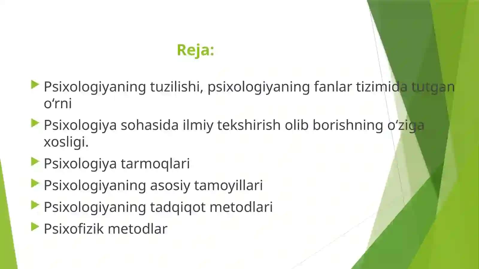 Psixologiyaning tadqiqot metodlari va tarmoqlari 2