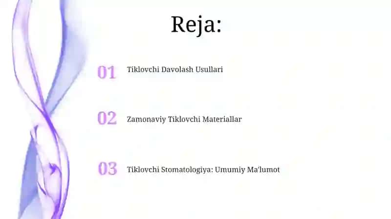 Tiklovchi Stomatologiya: Umumiy Ma'lumot 2