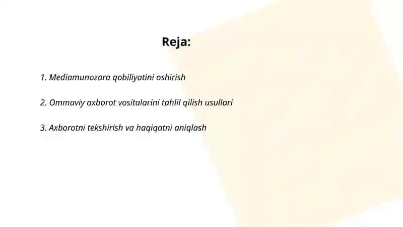 Mediamunozara qobiliyatini oshirish 2