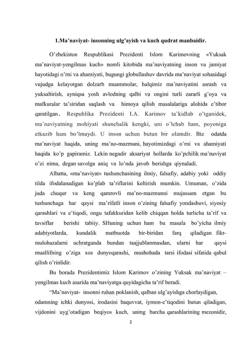 O’zbekistonning manaviy va madaniy rivojlanishi 2