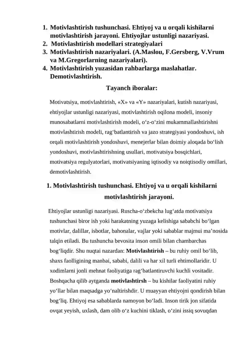 Personalni mativatsiya qilishning mexanizimi ishlab chiqarish 2