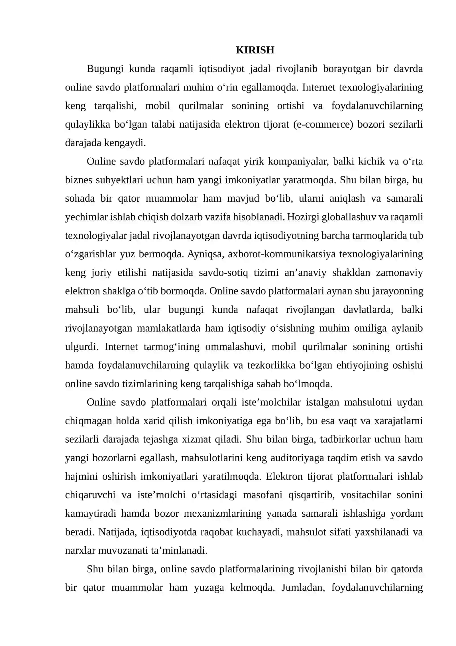 Online savdo platform platformasini rivojlantirish strategiyasini ishlab chiqish 2