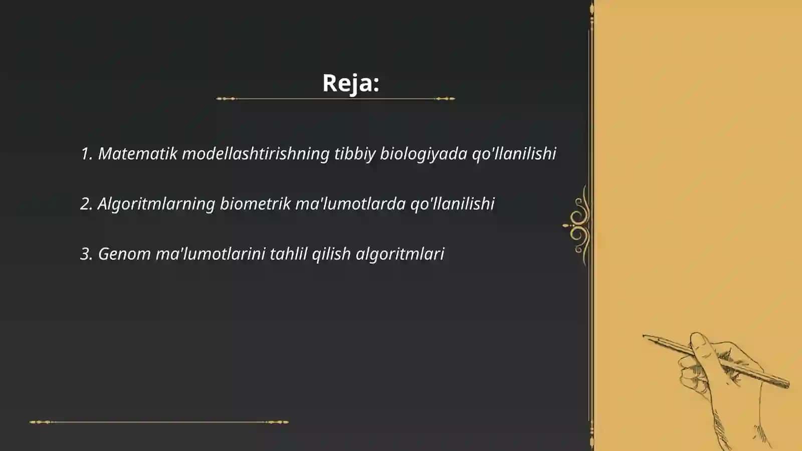 Tibbiy biologik masalalarni yechish algoritimlarini matematik modellashtirish 2