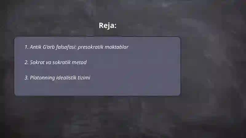 Antik G’arb Falsafasi: Presokratik Maktablar 2