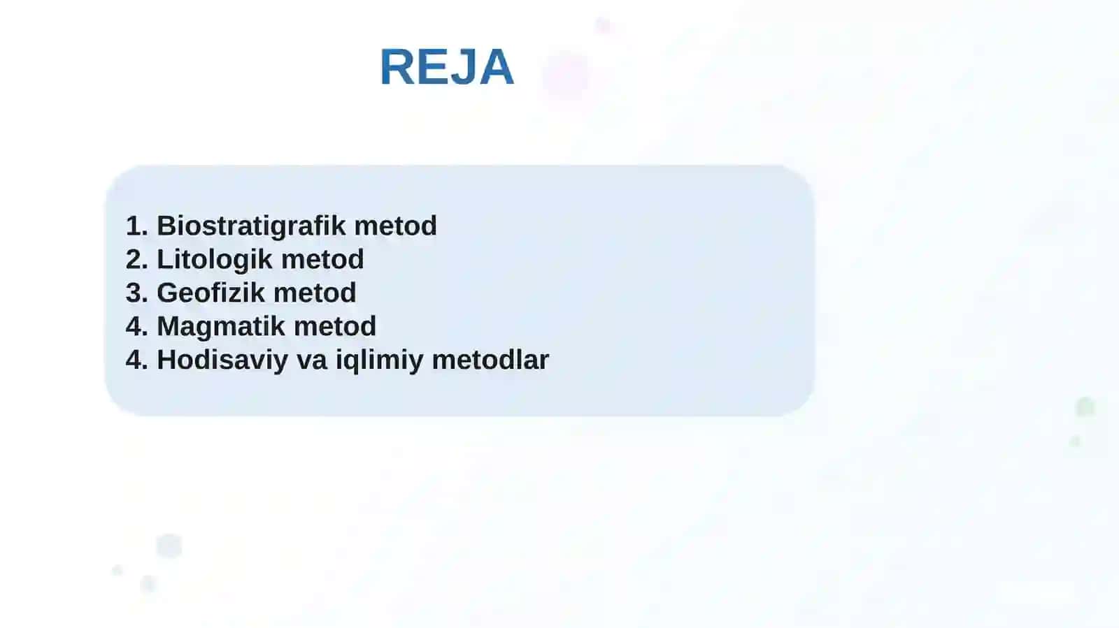 Stratigrafik metоdlar (uslublar): biоstratigrafik, litоlоgik, geоfizik va mutlоq yosh aniqlash uslublari 2