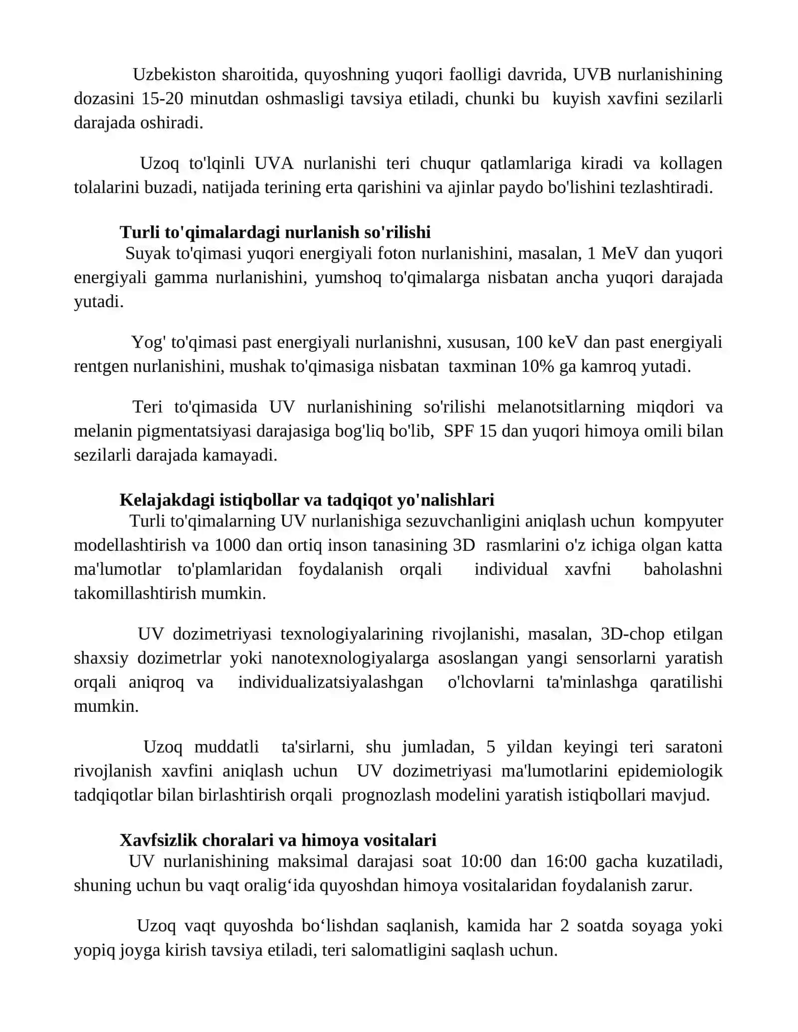 Dozimetriya va ultrabinafsha nurlanishi 2