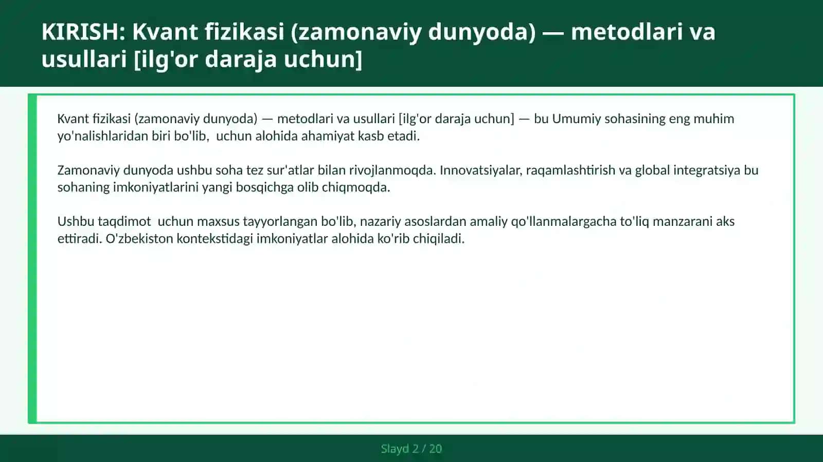 Kvant fizikasi (zamonaviy dunyoda) — metodlari va usullari [ilg'or daraja uchun] 2