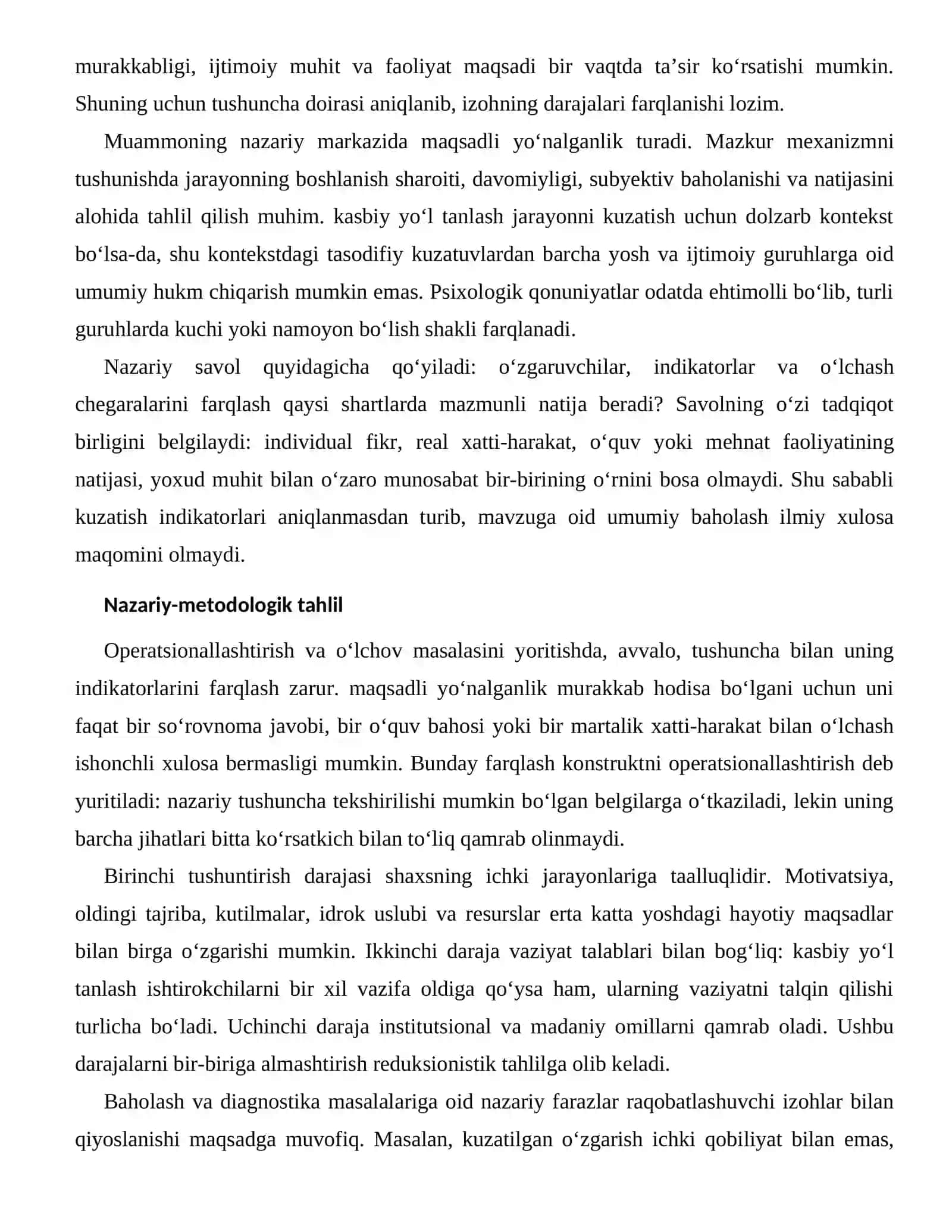 ERTA KATTA YOSHDAGI HAYOTIY MAQSADLARNING BAHOLASH VA DIAGNOSTIKA MASALALARI 2