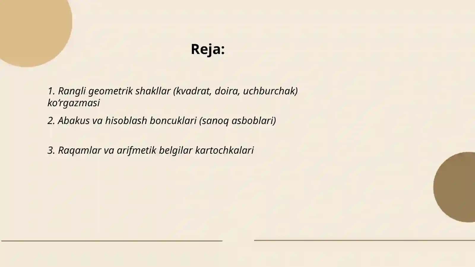 Bolalarning matematik tushunchalari rivojlanishda qoʻllaniladigan koʻrgazmali materiallar 2