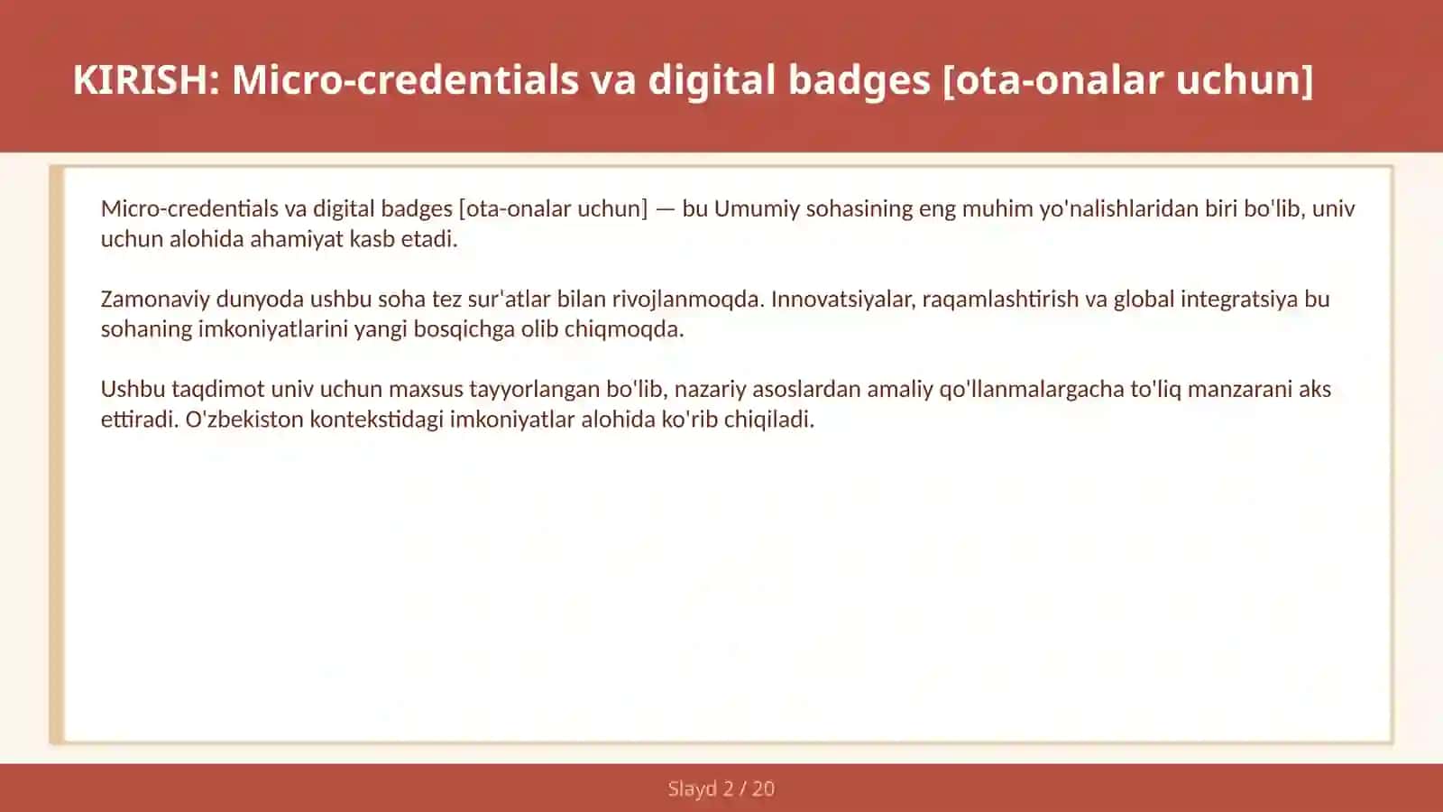 MICRO-CREDENTIALS VA DIGITAL BADGES [OTA-ONALAR UCHUN] 2