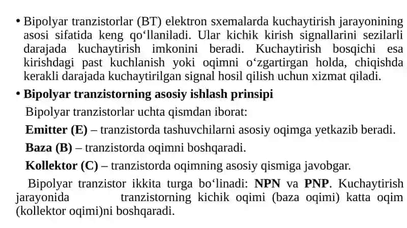 Bipolyartranzistorlar 2