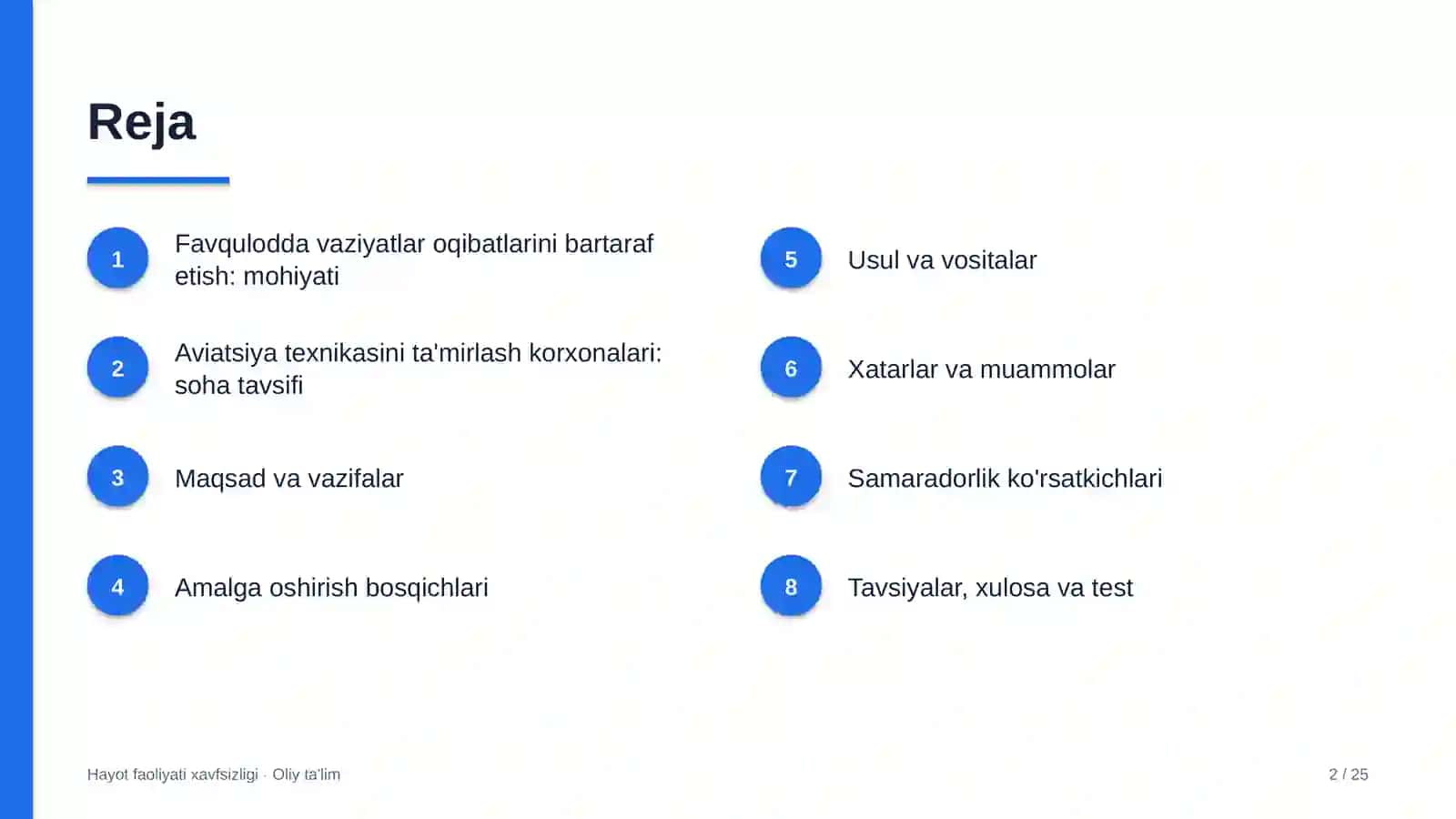 Aviatsiya texnikasini ta'mirlash korxonalarida favqulodda vaziyatlar oqibatlarini bartaraf etish 2