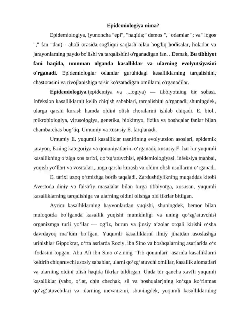 Epidemiologiya tushunchasi 2