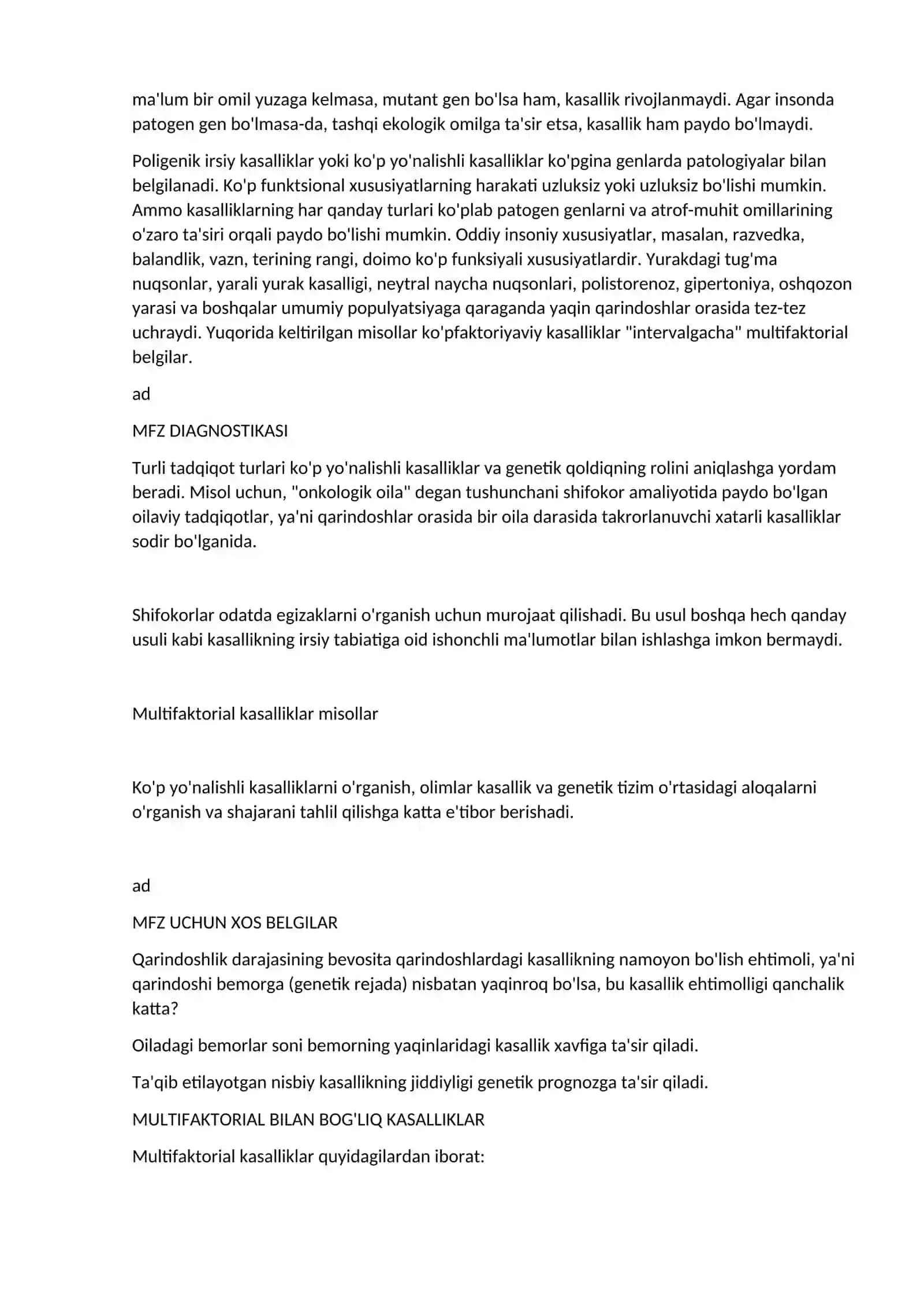 Multifaktorial Kasalliklar, Ularning Genetikasi Va Tarqalishi 2