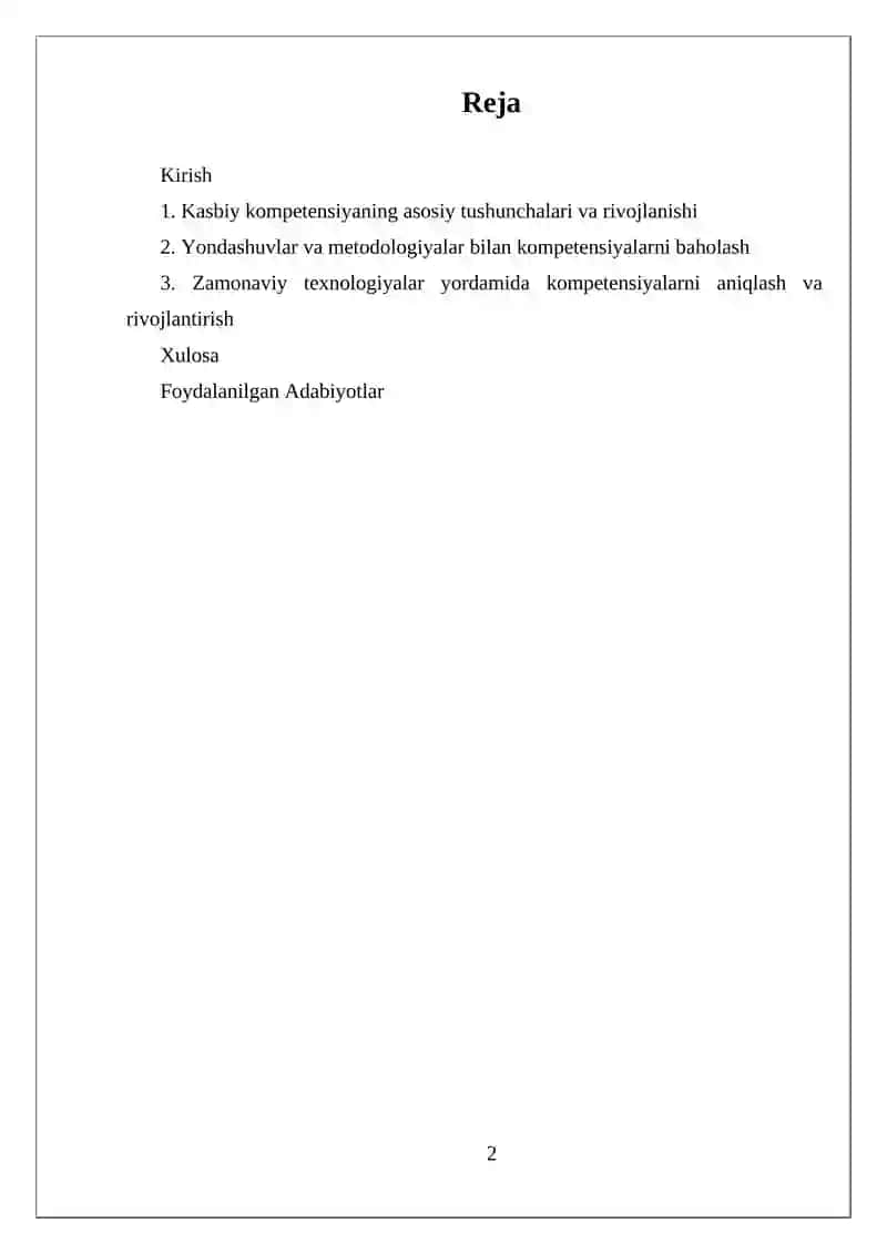 Kasbiy Kompetensiya va Ung Nisbatan Yondashuvlar Asosida Ma'lumotlar To'plash 2