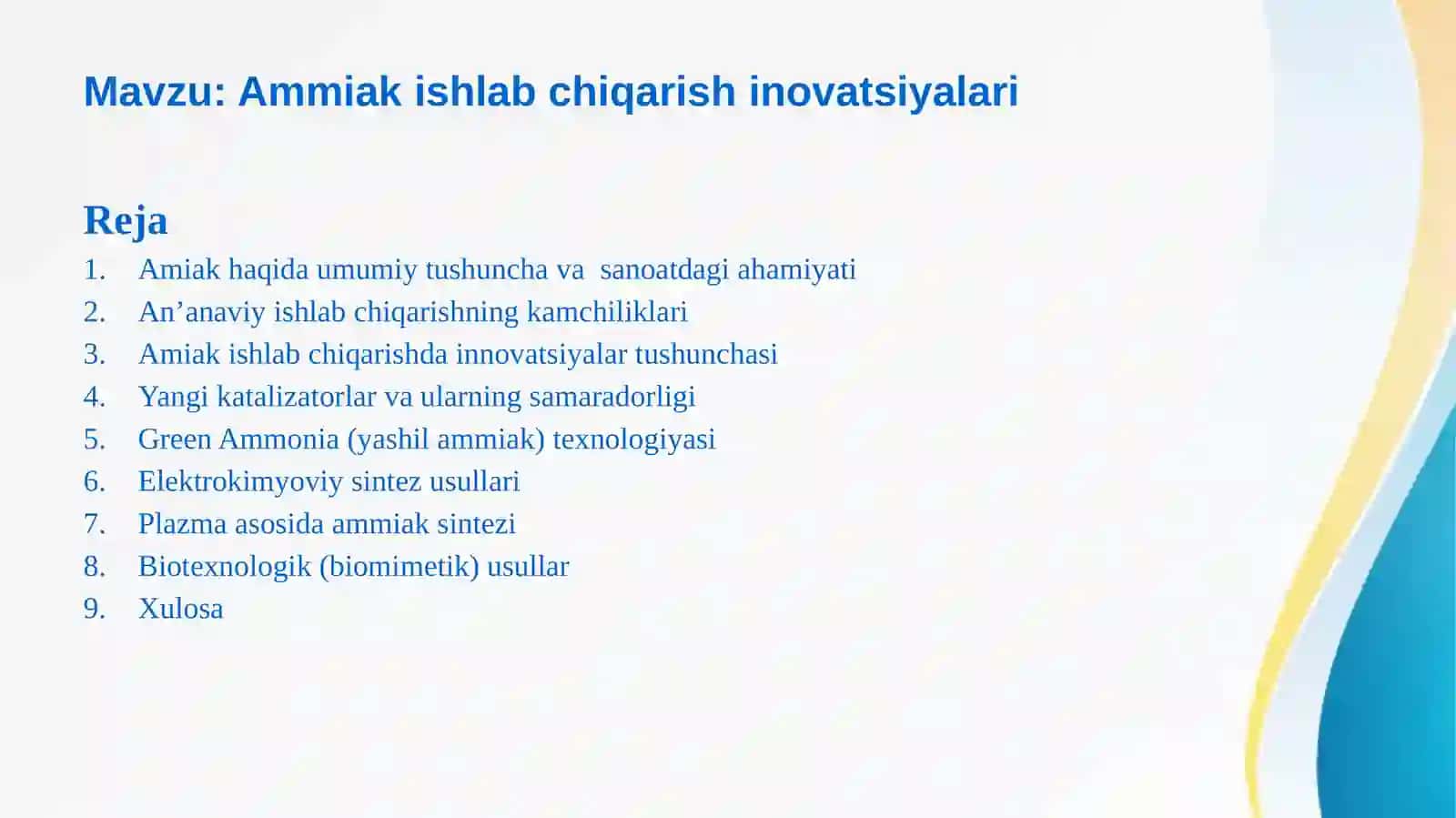 Ammiak ishlab chiqarish inovatsiyalari 2