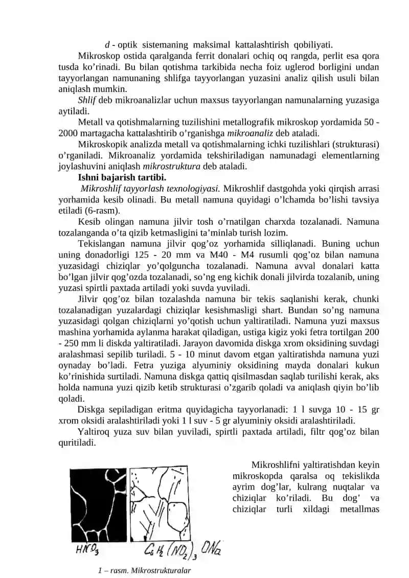 Po’lat namunasini mikraskоpik analiz qilish 2