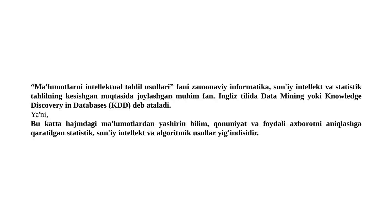 Ma'lumotlarni intellektual tahlil qilish usullari 2