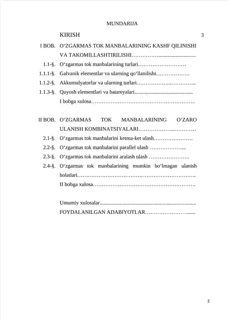 O‘zgarmas tok manbalarini mumkin bo‘lmagan kombinatsion ulanish holatlarini tadqiq qilish 2