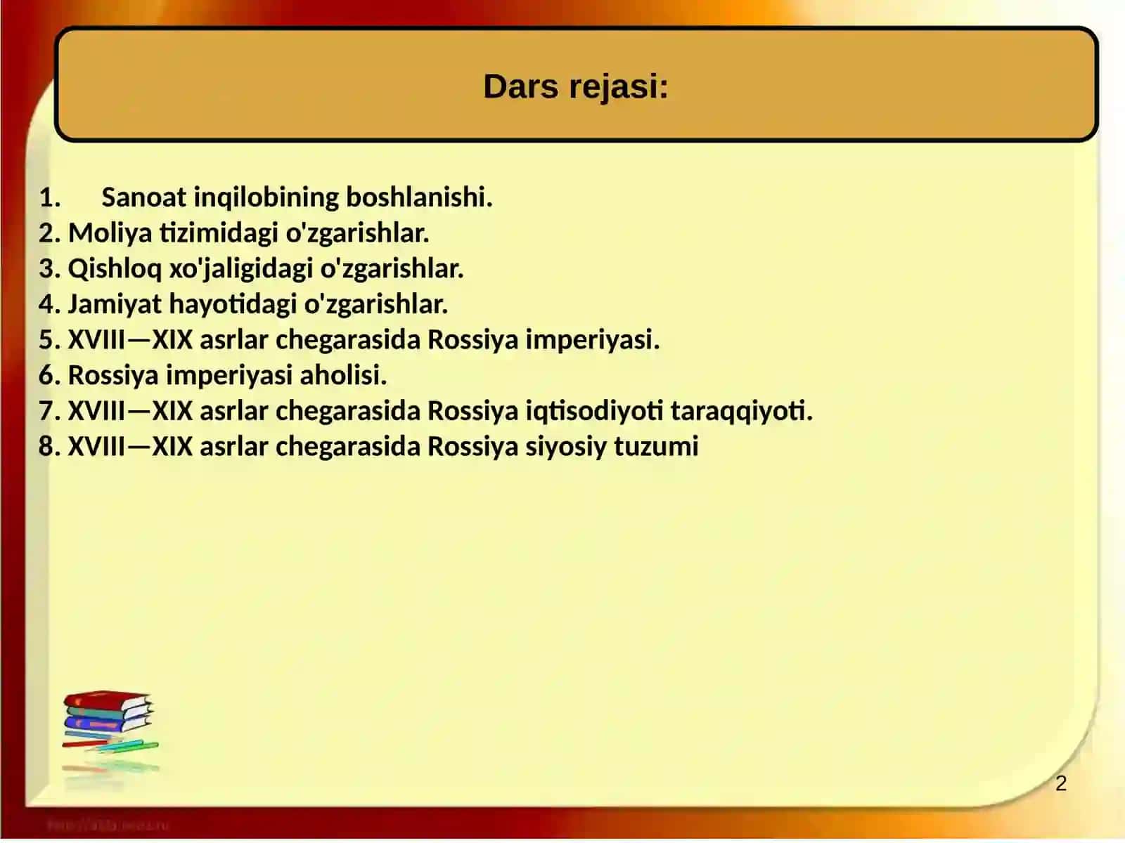 XVIII-XIX asrlar bo'sag'asida Rossiya va dunyo tarixi 2