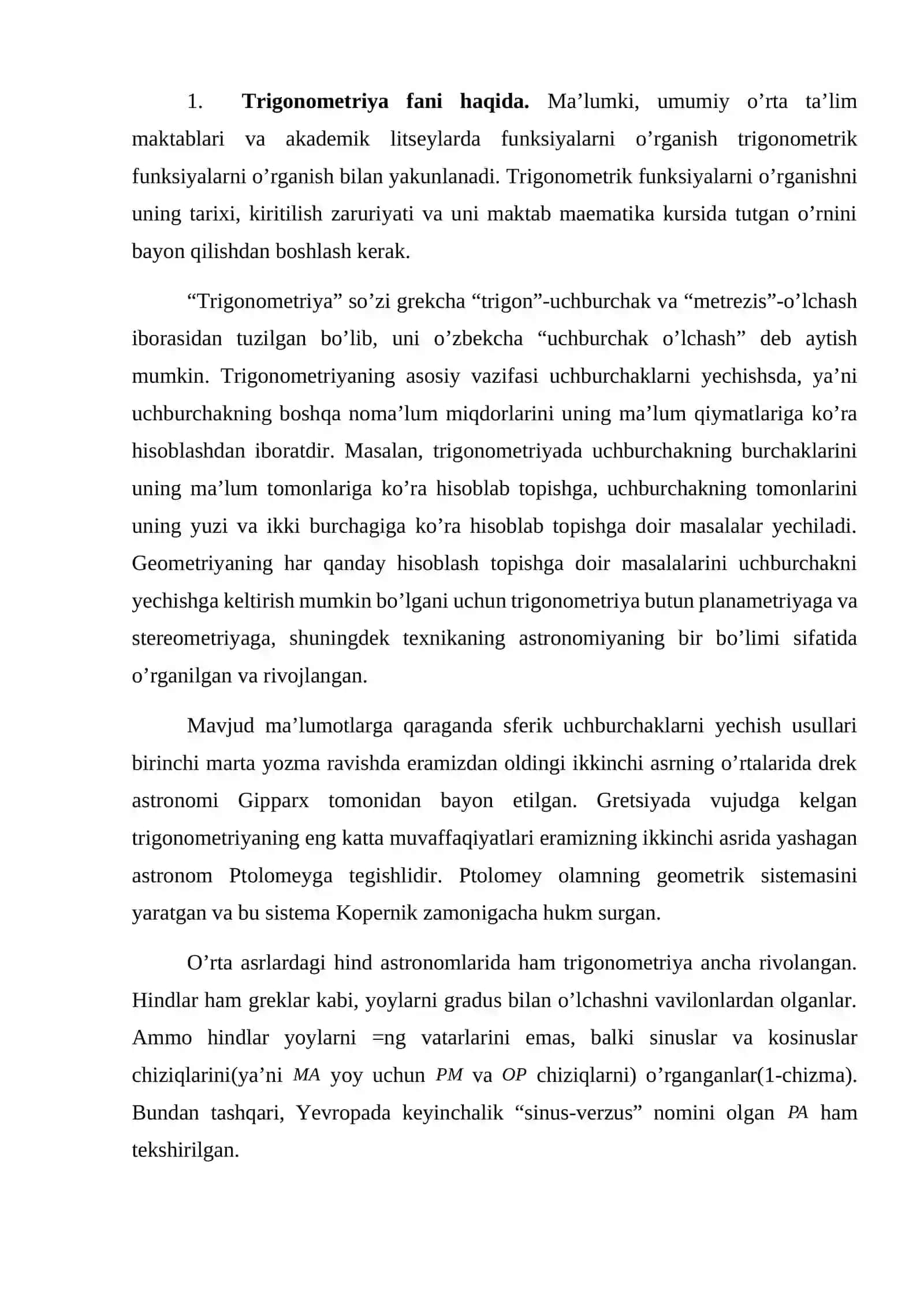 Trigonometrik funksiyalar va ularni o’rganish uslublari 2