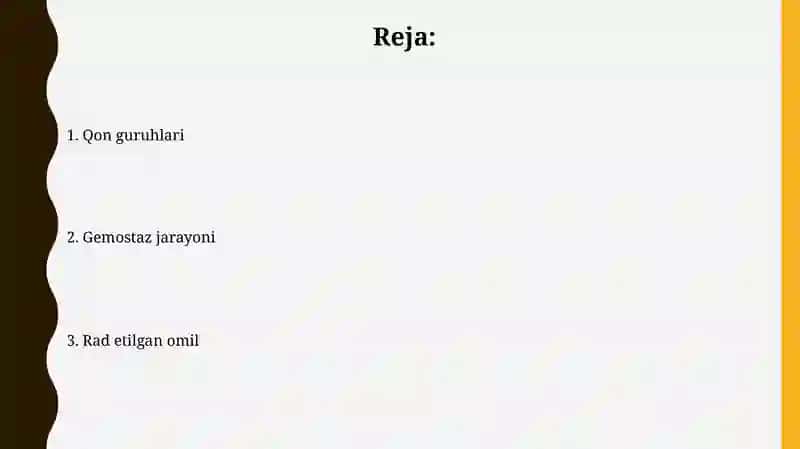 Gemostaz. Qon guruhlari. Refused faktor 2
