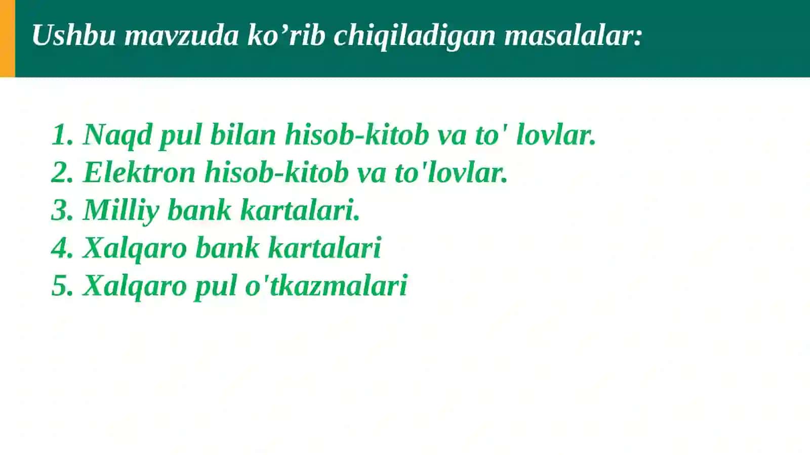 Jismoniy shaxslarning hisob-kitob va to'lovlari 2