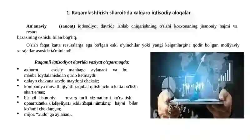 Raqamlashtirish sharoiti daxalqaro iqtisodiy aloqalar 2