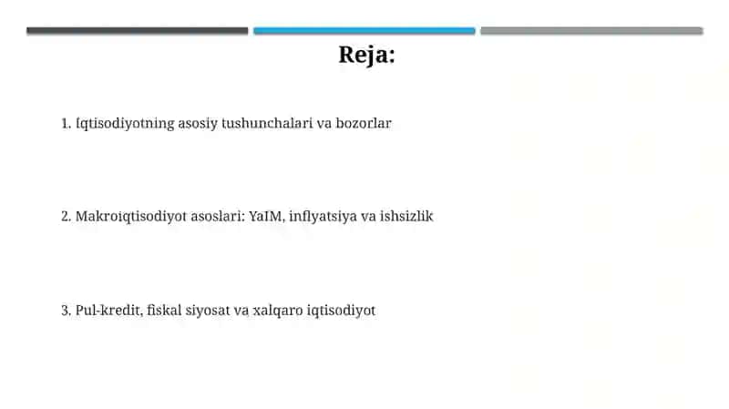 Iqtisodiyotga kirish va asosiy tushunchalar 2