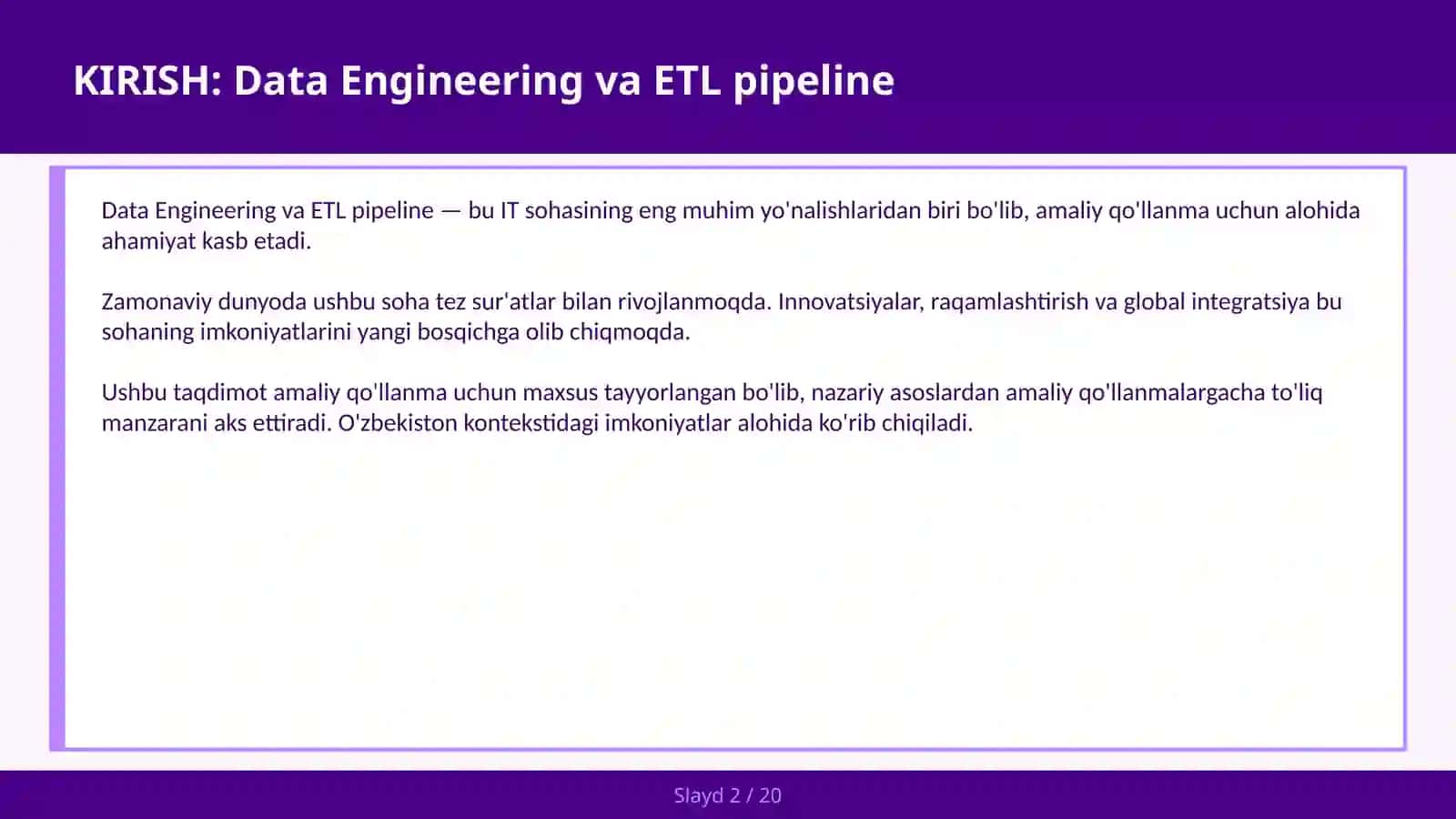 Data Engineering va ETL pipeline 2