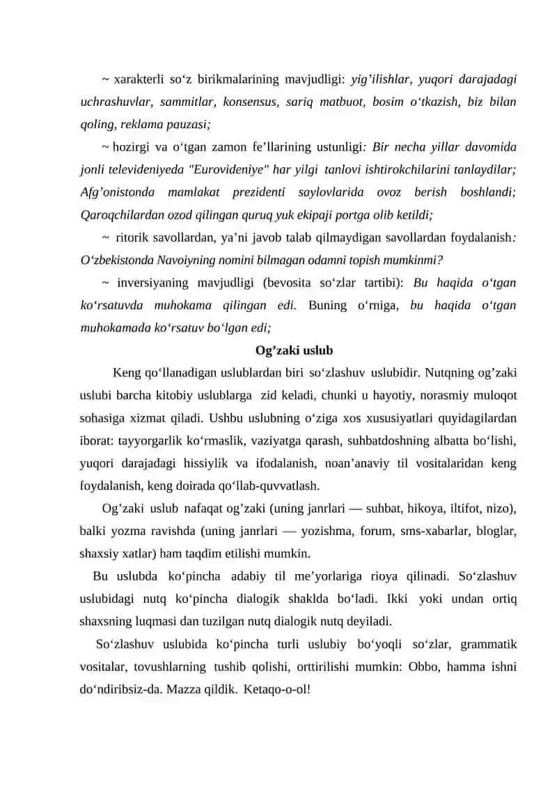Nutq uslublari (publitsistik, ilmiy uslub va rasmiy – idoraviy uslublar). Annotatsiya. Annotatsiya turlari. Annotatsiya uchun leksik va grammatik klishelari 2