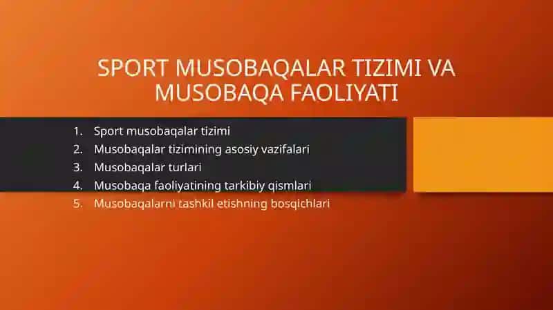 Sport musobaqalar tizimi va musobaqa faoliyati 2