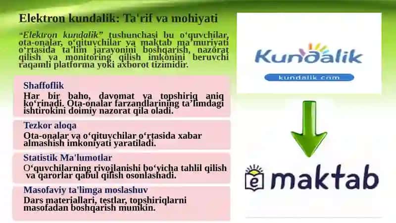 Elektron kundalikning ta'limdagi o'rni, afzallik va kamchiliklari. 2