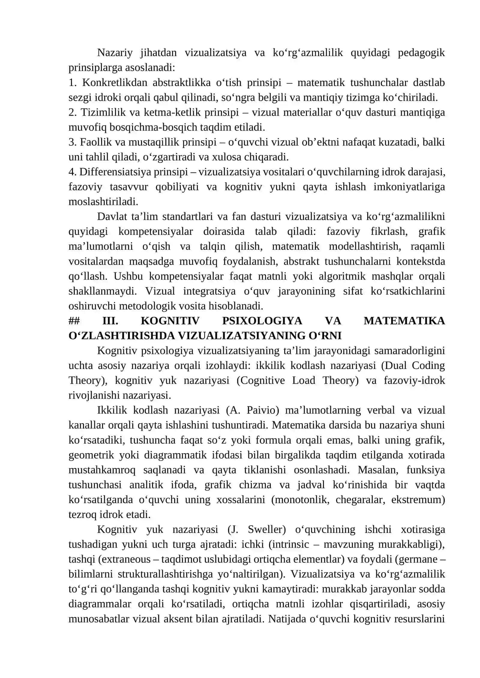 MATEMATIKA DARSIDA VIZUALIZATSIYA VA KO‘RG‘AZMALILIK: NAZARIY ASOSLAR, METODOLOGIYA VA AMALIY INTEGRATSIYA 2