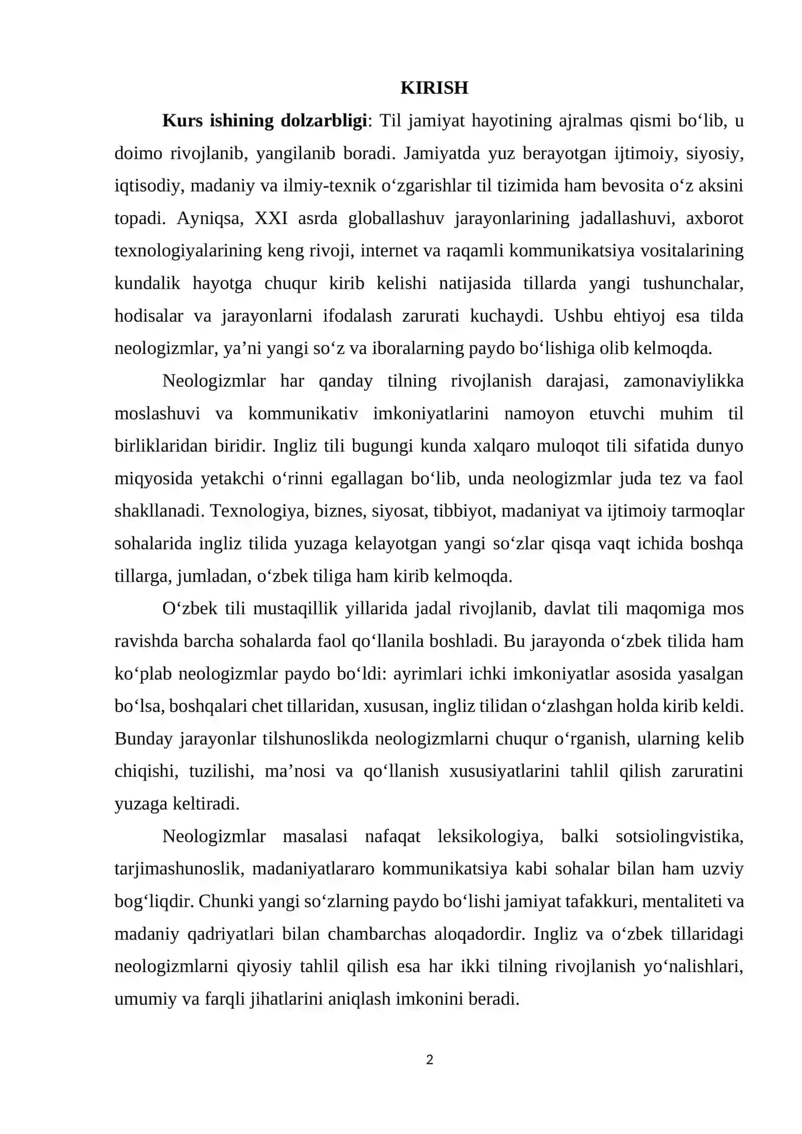 Ingliz va oʼzbek tillarida neologizmlar 2