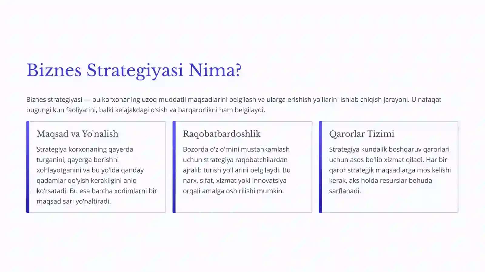 Tadbirkorlik Strategiyasi: Uni Aniqlash va Amalga Oshirish 2