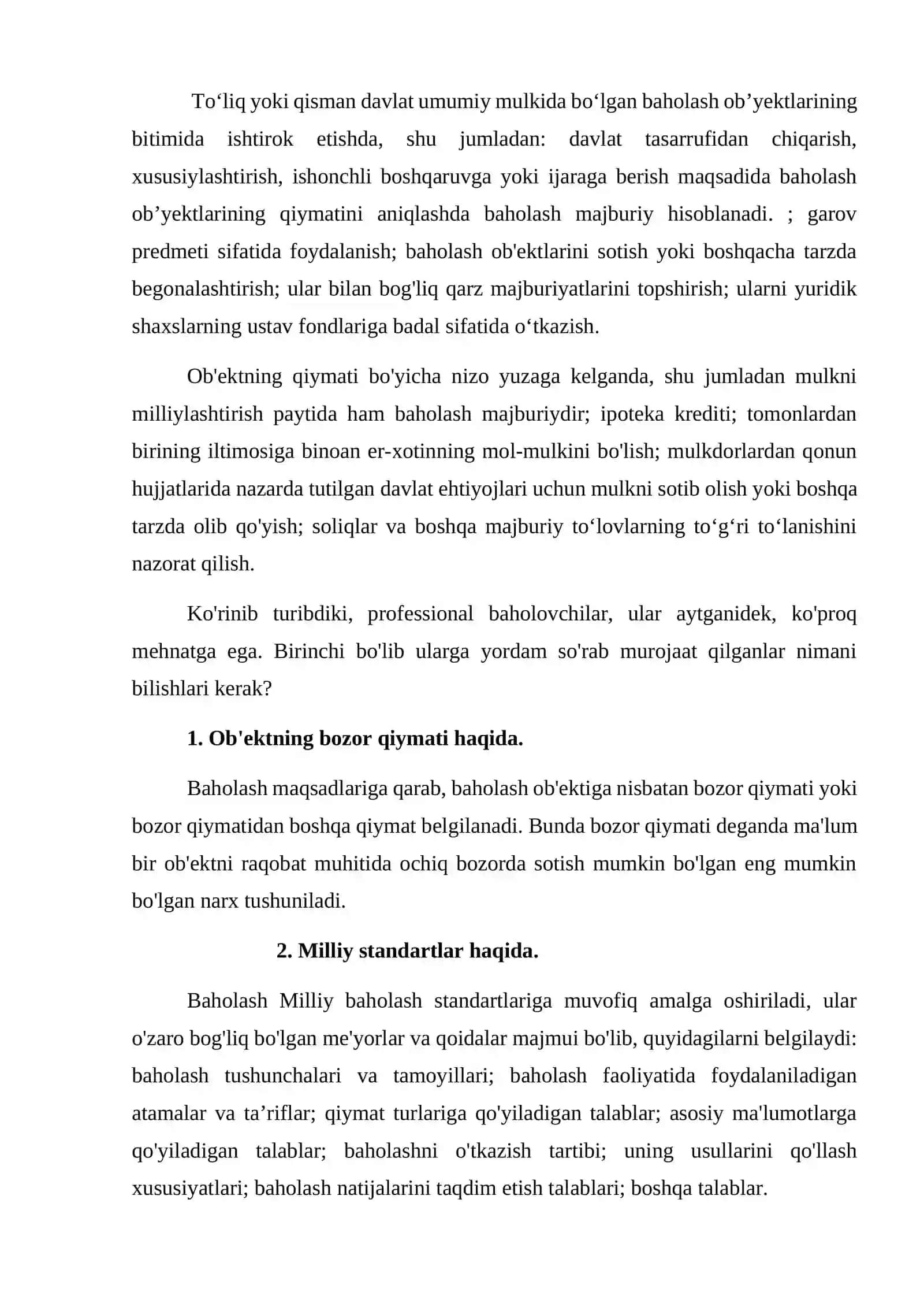Professional baholovchining xizmatlari 2